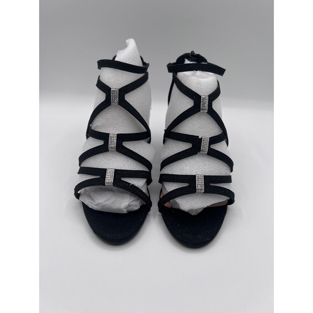 BELLA VITA 'KARLETTE' DRESS HEEL SANDAL BLACK GLITTER FABRIC 6WW DOUBLE WIDE NEW - Picture 2 of 13